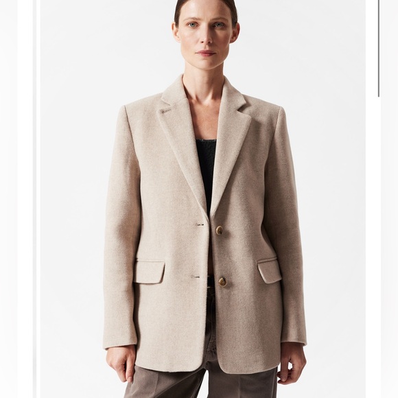 NWT, & Other Stories Cult Oversized beige Wool Single Breasted Blazer, Size 10 - Picture 6 of 14